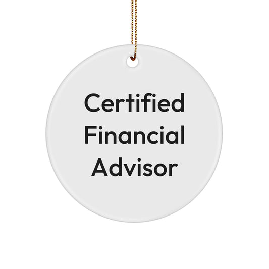 Funny Financial Advisor Gifts from Friends - 'Money Can't Buy Happiness' Christmas Circle Ornament for Men or Women - Image 1