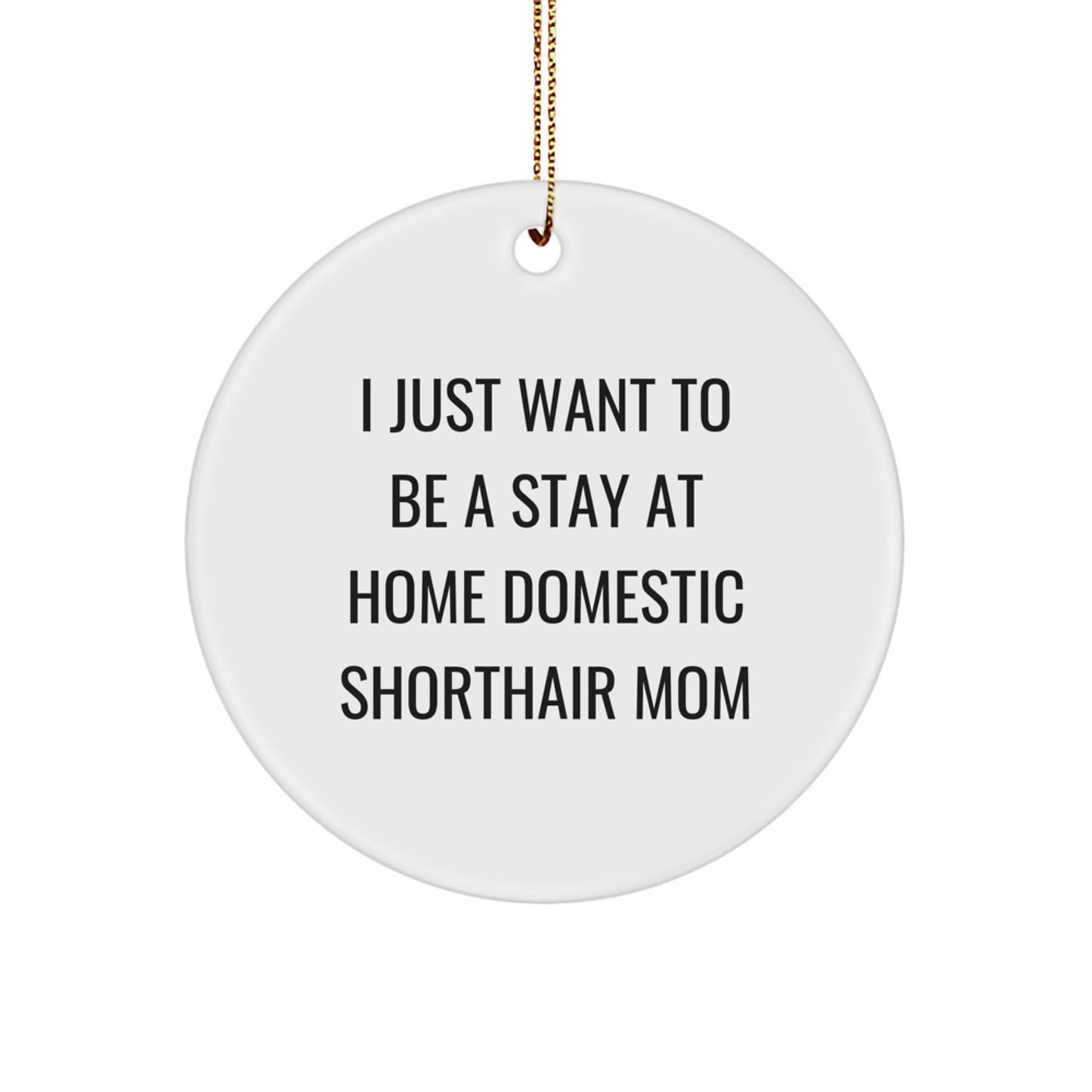 Funny Domestic Shorthair Cat Mom Christmas Circle Ornament Gifts from Family, Gifts for Domestic Shorthair Cat, I Just Want To Be A Stay At Home Domestic Shorthair Mom - Image 1