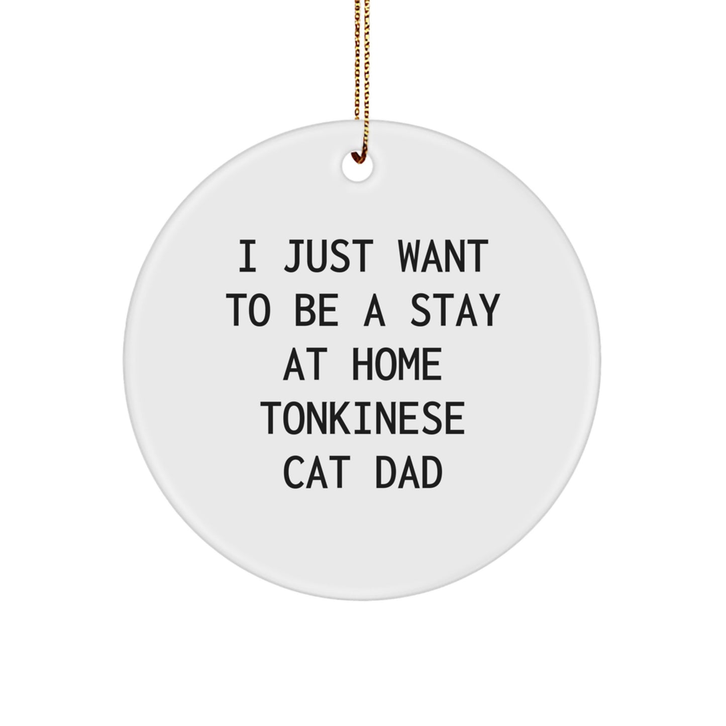 Funny Tonkinese Cat Dad Gifts for Christmas, 'I Just Want To Be A Stay At Home Tonkinese Cat Dad' Circle Ornament from Gifts for Men, Friends, Coworkers, and Family - Image 1