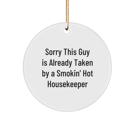 Funny Housekeeper Gifts for Her, Circle Ornament with Quote, Gifts from Women to Housekeeper, Unique Christmas Unique Gifts for Housekeeper, Durable MDF Circle Ornament - Image 1