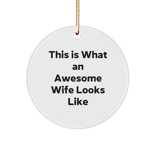 Gifts from Men to Wife, Circle Ornament 'This Is What An Awesome Wife Looks Like' for Christmas - Image 1