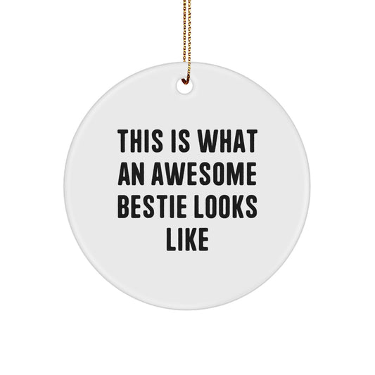 Inspirational Bestie Gifts from Friends, Circle Ornament for Her, Him, or Any Awesome Bestie - This Is What An Awesome Bestie Looks Like, Christmas Unique Gifts - Image 1