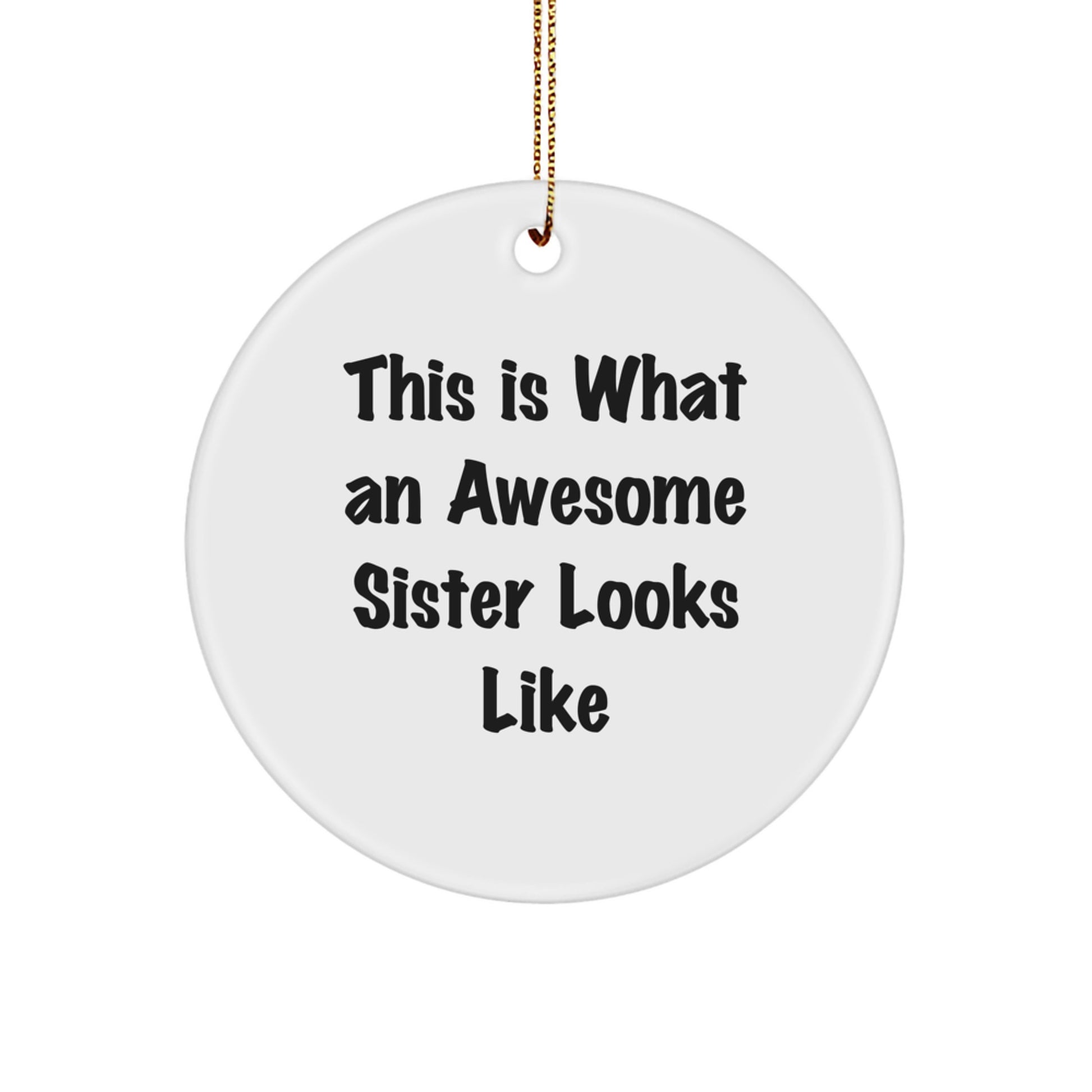 Funny Sister Gifts from Men, Unique Circle Ornament for Her, Celebrating This Is What An Awesome Sister Looks Like, Christmas Unique Gifts - Image 1