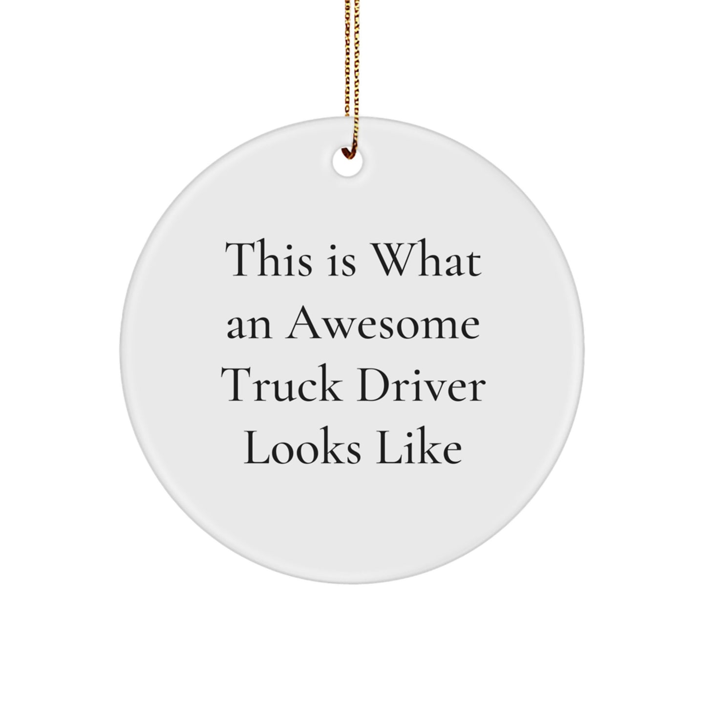 Truck Driver Gifts from Friends - Circle Ornament 'This Is What An Awesome Truck Driver Looks Like' - Christmas Unique - Image 1