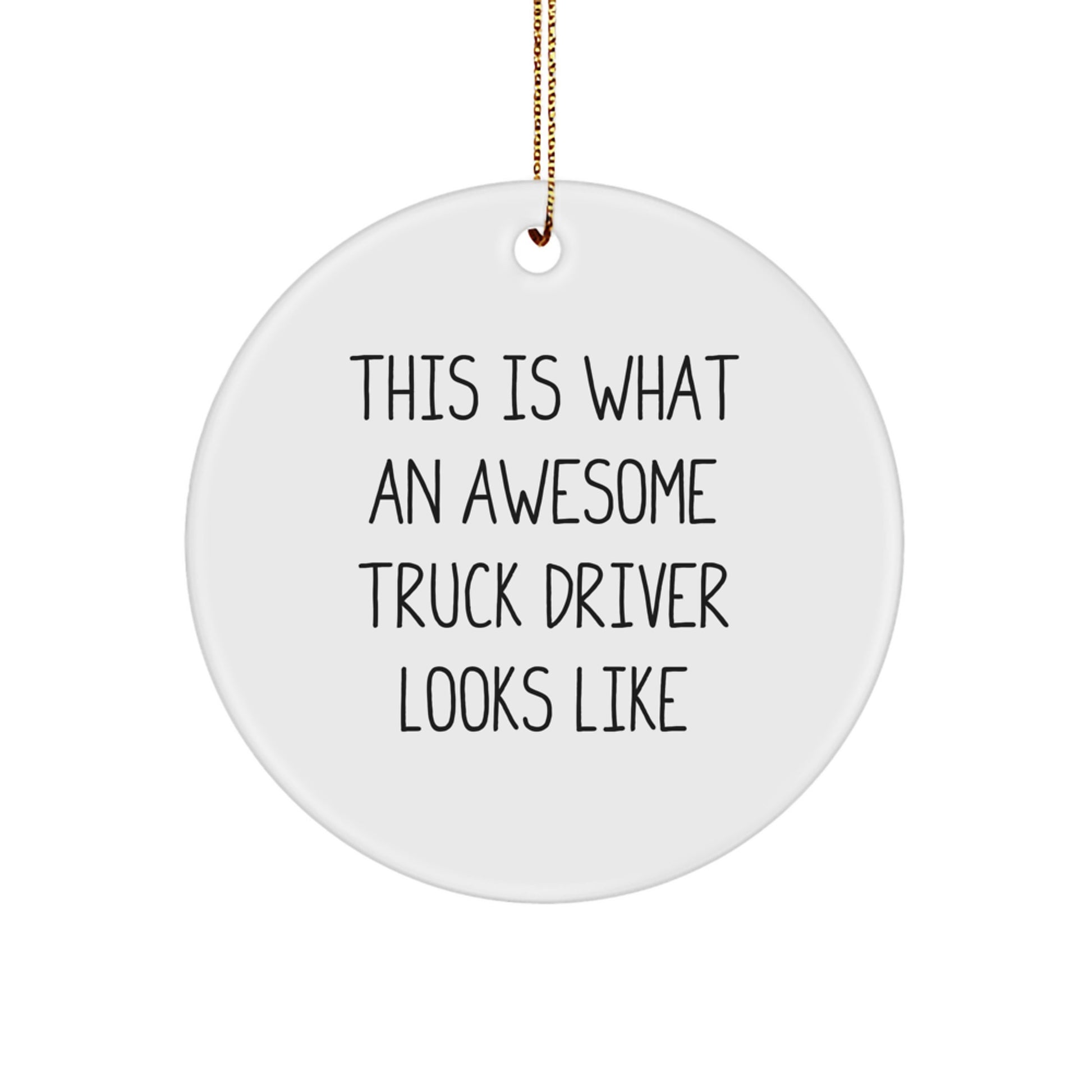Truck Driver Gifts from Friends for Christmas - This Is What Awesome Looks Like, Circle Ornament, Funny Quote - Image 1