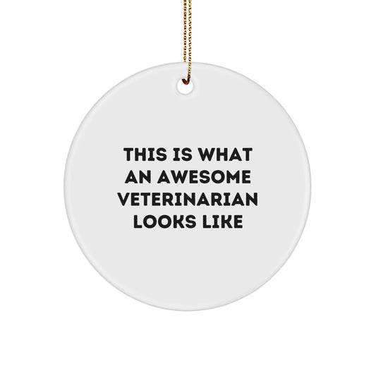 Funny Veterinarian Gifts from Men to Awesome Veterinarians, This Is What An Awesome Veterinarian Looks Like, Circle Ornament for Christmas - Image 1
