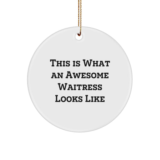 Funny Waitress Circle Ornament Gifts from Men to Friends for Christmas -This Is What An Awesome Waitress Looks Like - Image 1