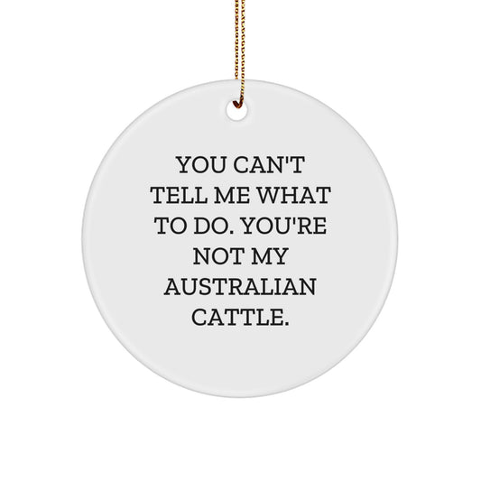 Australian Cattle Dog Gifts from Friends for Men - 'You Can't Tell Me What To Do' Circle Ornament, Christmas Unique Australian Cattle Dog Decor - Image 1