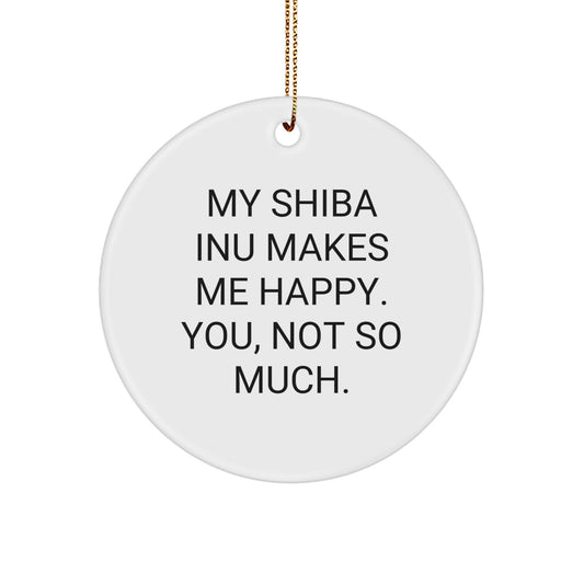 Shiba Inu Dog Gifts for Friends, Family, or Coworkers - Circle Ornament with Funny Quote, Christmas Unique Gifts from Men - Image 1