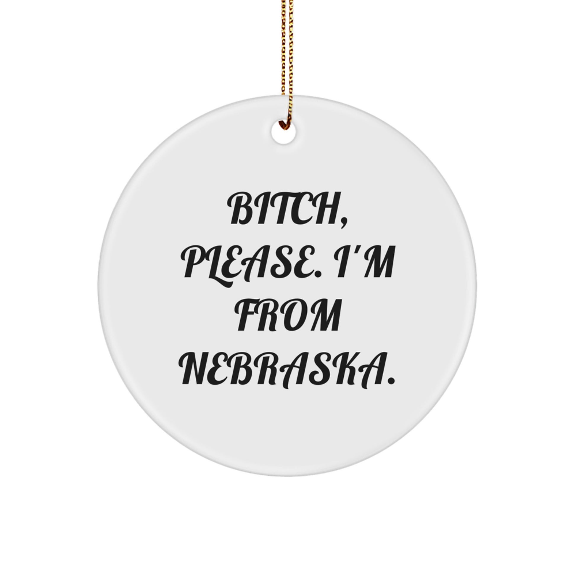 Funny Nebraska Circle Ornament, 'B-tch, Please. I'm From Nebraska.' - Unique Christmas Unique Gift for Men, Women, Friends from Nebraska, Perfect for Home Decor - Image 1