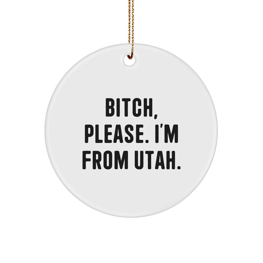 Utah Circle Ornament Gifts for Men from B-tch Please I'm From Utah - Funny Quote Christmas Decor - Image 1