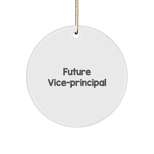 Funny Vice-Principal Quote Circle Ornament Gifts from Friends for Christmas, White, 2.75" tall, 0.5 oz, Durable MDF with High-Gloss Finish - Image 1