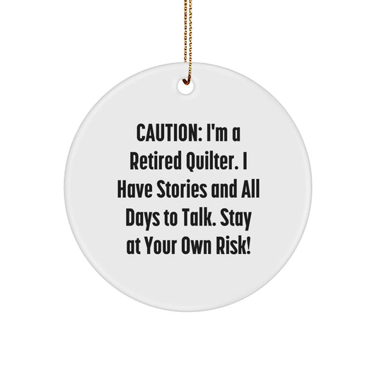 Quilter's Delight Circle Ornament, Funny Quote Gift for Quilter Friends and Family, Christmas Unique Gifts from Friends - Image 1