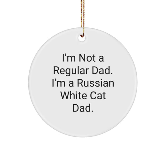 Funny Russian White Cat Dad Gifts from Men to Russian White Cat, Circle Ornament for Christmas Unique Gifts - Image 1