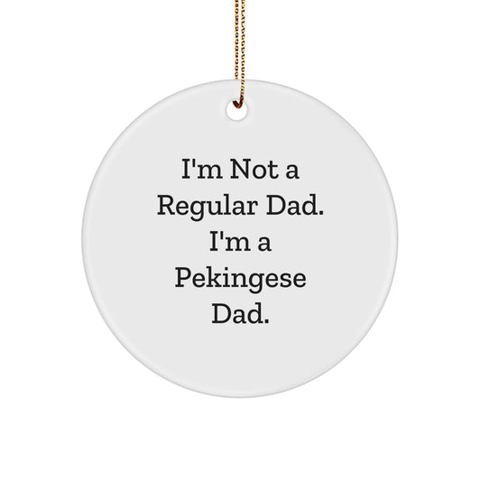 Pekingese Dog Dad Gifts for Christmas - Funny Circle Ornament from Dad, Gifts from Family to Friends - Image 1