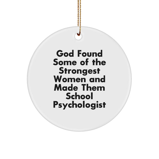Funny School Psychologist Gifts for Her, Circle Ornament with God's Quote, Christmas Unique Gifts from Friends, Inspirational Christmas Tree Decoration - Image 1