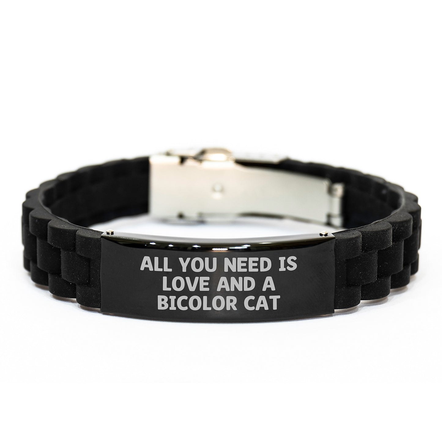 Bicolor Cat Gifts from Friends, Inspirational Quote Adjustable Glide lock Clasp Bracelet for Bicolor Cat Lovers, Unique Graduation Gifts - Image 1