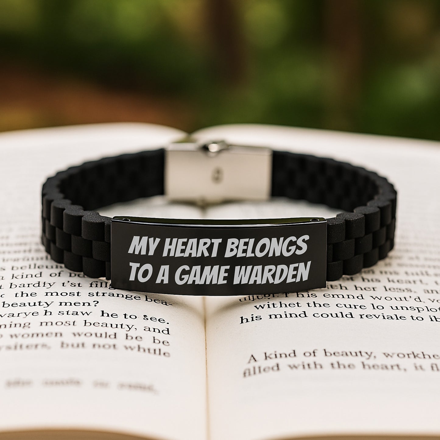 Game Warden Gifts from Friends - My Heart Belongs To A Game Warden Glide lock Clasp Bracelet for Birthday - Gifts for Game Warden Men - Unique Birthday Unique Gift Ideas - Image 2