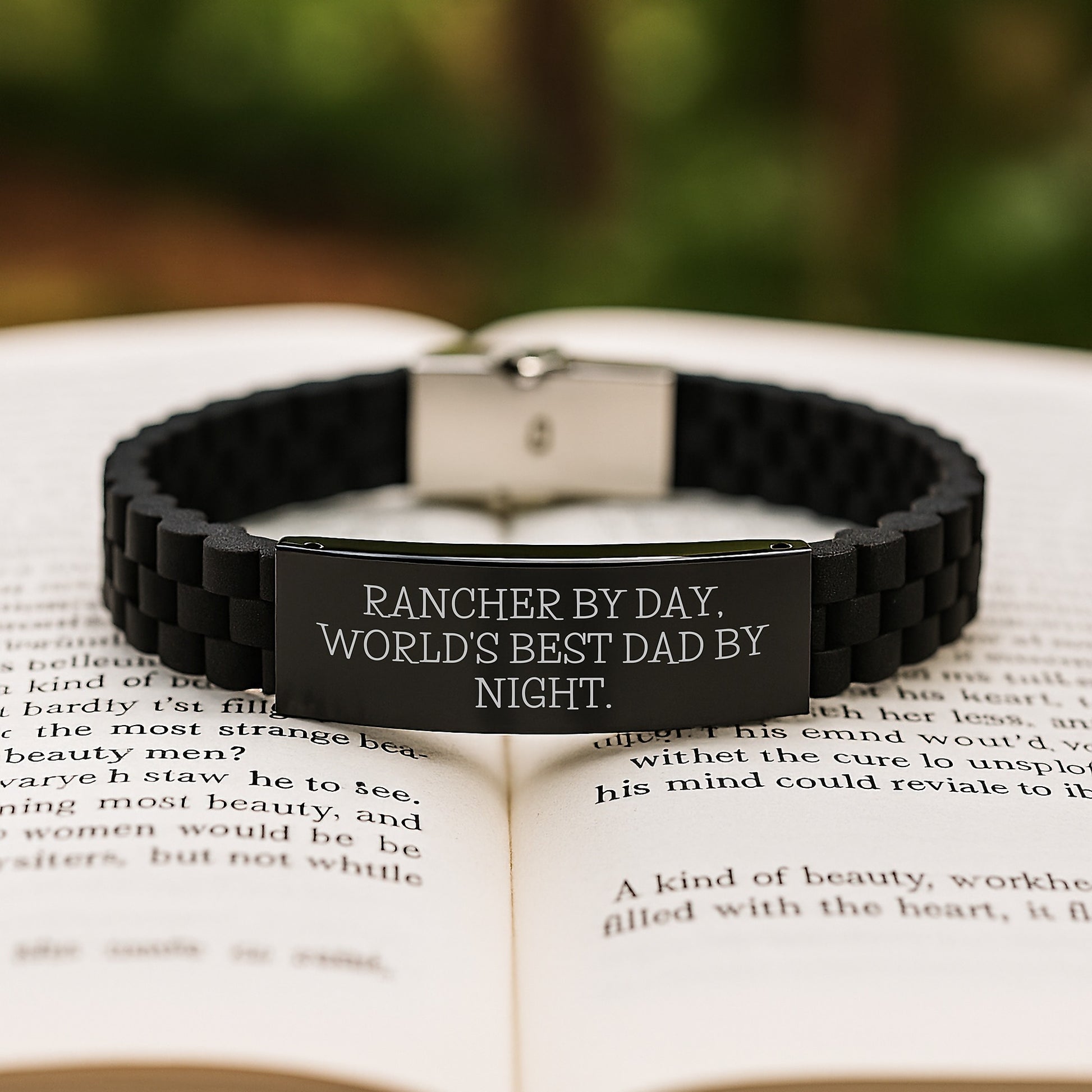 Rancher By Day, World's Best Dad By Night. Glide lock Clasp Gift for Men, Rancher Gifts, Graduation Unique Gifts from Family - Image 2