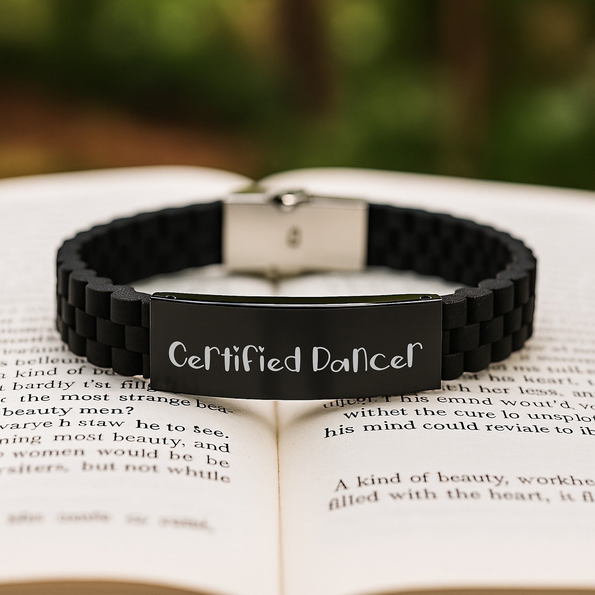 Funny Dancer Quote Glide lock Clasp Bracelet, Gifts from Friends to Dancer, Graduation Unique Gifts for Dancer, Black Stainless Steel Silicone Clasp, Adjustable, Premium Bag Included - Image 2