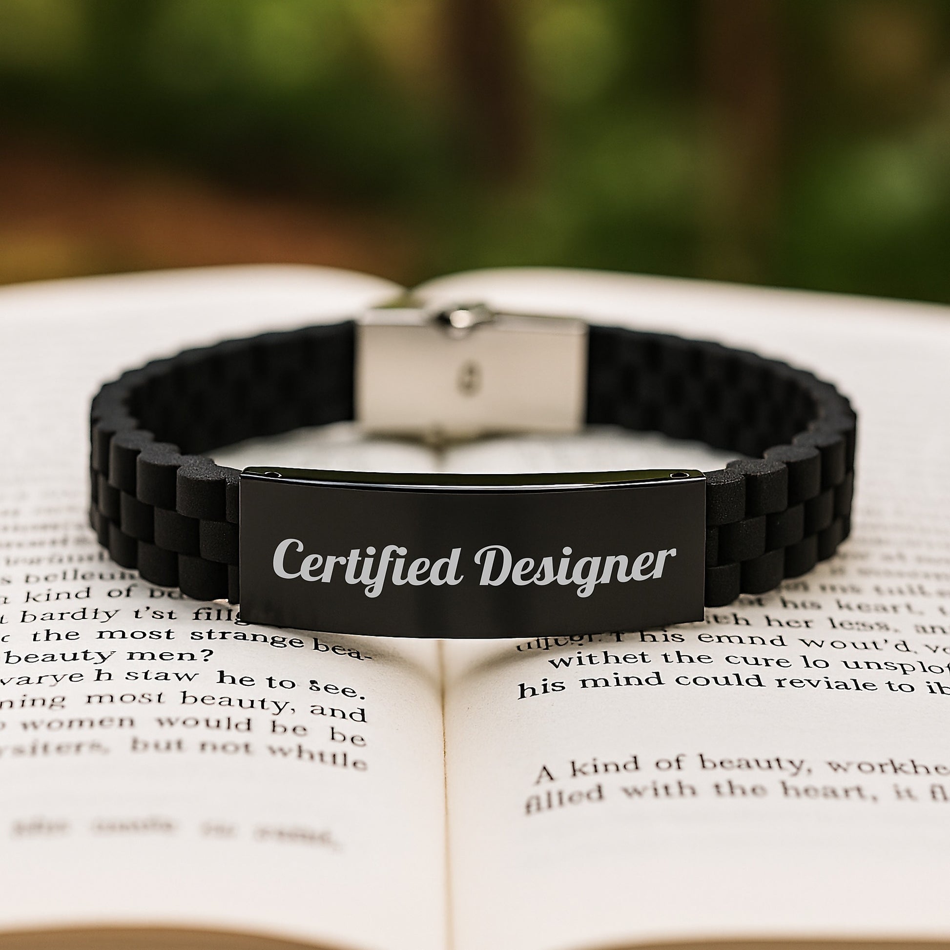 Designer Glide lock Clasp Birthday Unique Gift Ideas from Friends to Women, Funny Quote Inspired, Adjustable Silicone Stainless Steel Black, Premium Bag - Image 2