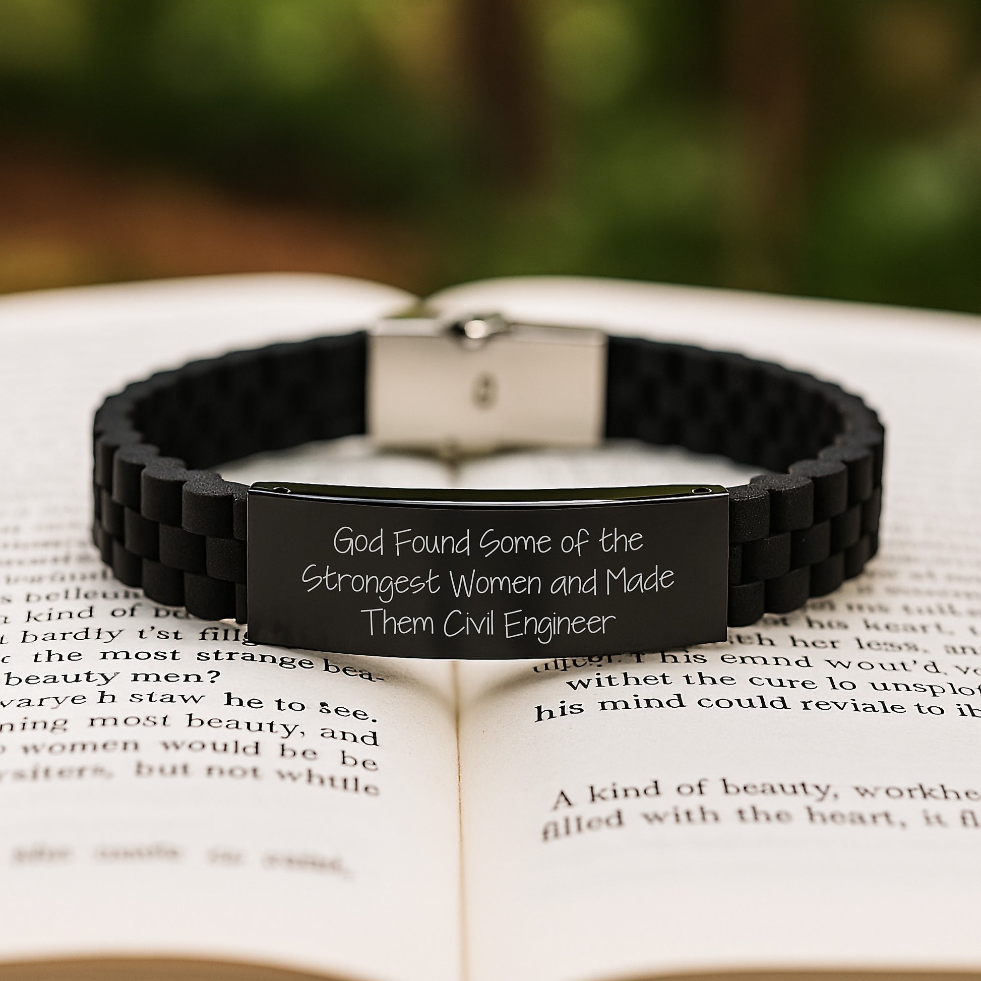 Civil Engineer Inspiration Funny Quote Glide lock Clasp Black Stainless Steel Silicone Adjustable Gift for Friends Family - Image 2