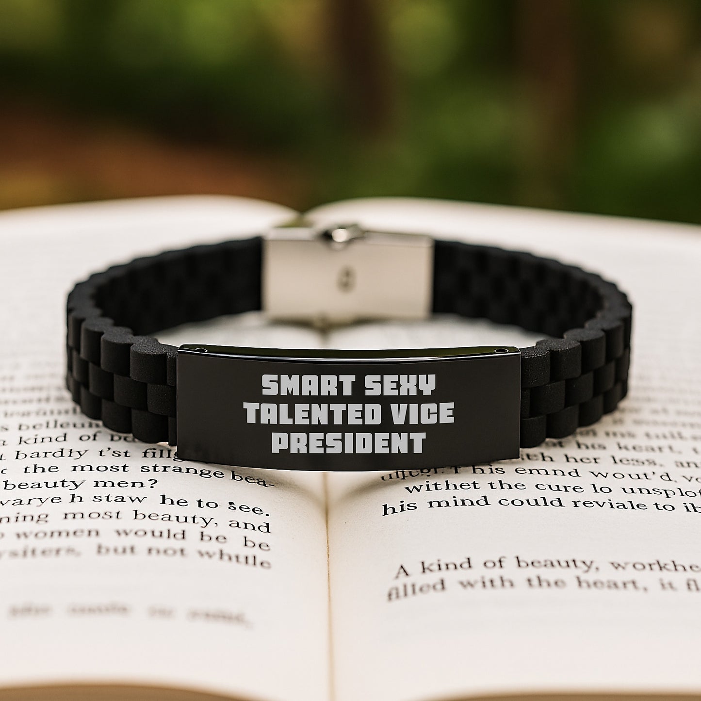 Vice President Gifts, Funny Quote, Glide lock Clasp Black Stainless Steel Silicone Adjustable Graduation Unique Gifts for Vice President, Men, Women, Coworkers, Family - Image 2