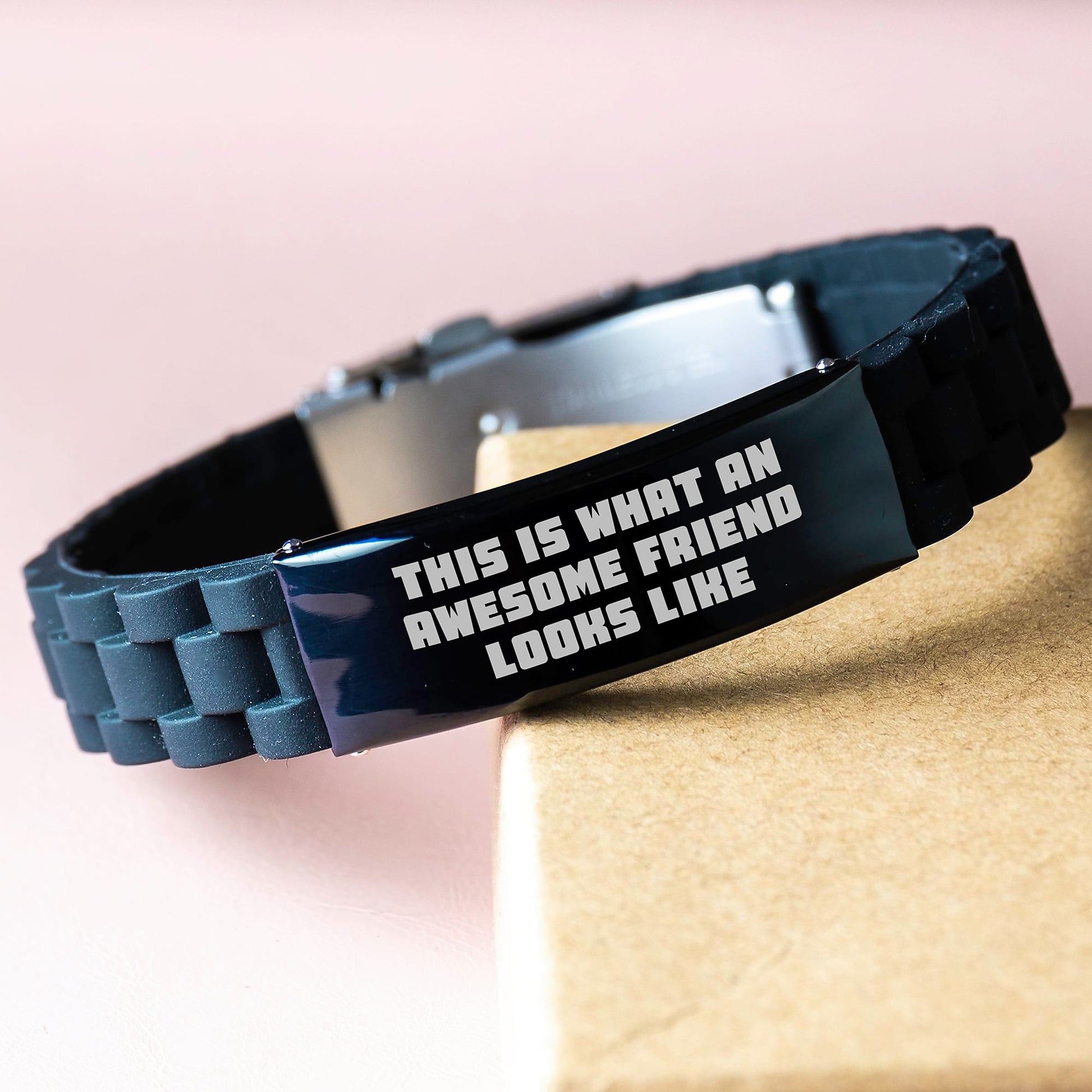 Funny Friend Gifts from Men to Men Funny Friend Gifts for Friend Glide lock Clasp Black Stainless Steel Silicone Adjustable Graduation Unique Gifts - Image 3