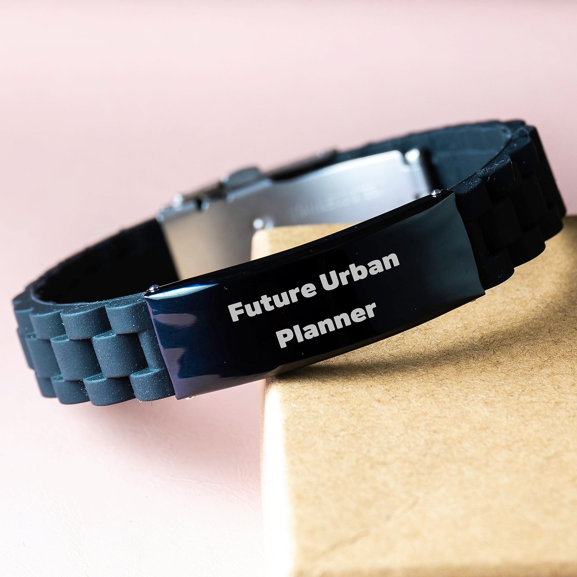Future Urban Planner Funny Quote Glide lock Clasp Black Stainless Steel Adjustable Graduation Gift from Family to Urban Planner - Image 3