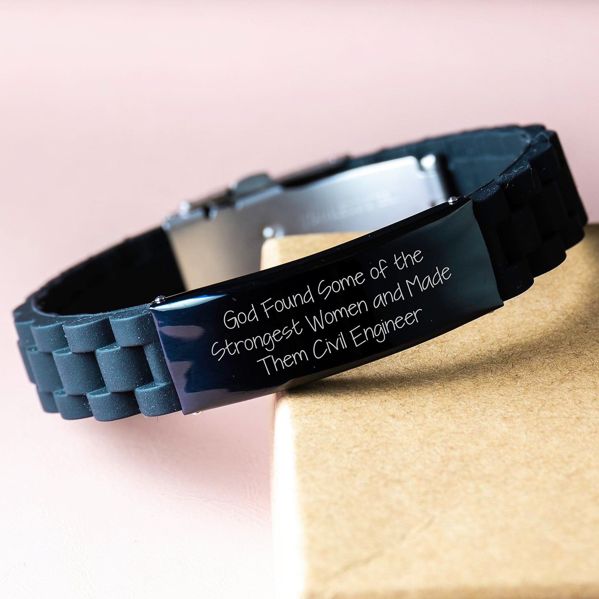 Civil Engineer Inspiration Funny Quote Glide lock Clasp Black Stainless Steel Silicone Adjustable Gift for Friends Family - Image 3