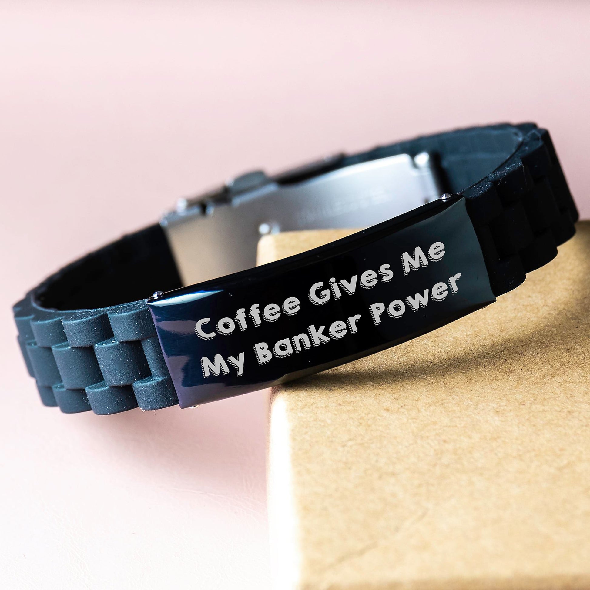 Funny Banker Gifts for Him from Family - Coffee Gives Me My Power Glide lock Clasp Bracelet for Graduation - Image 3