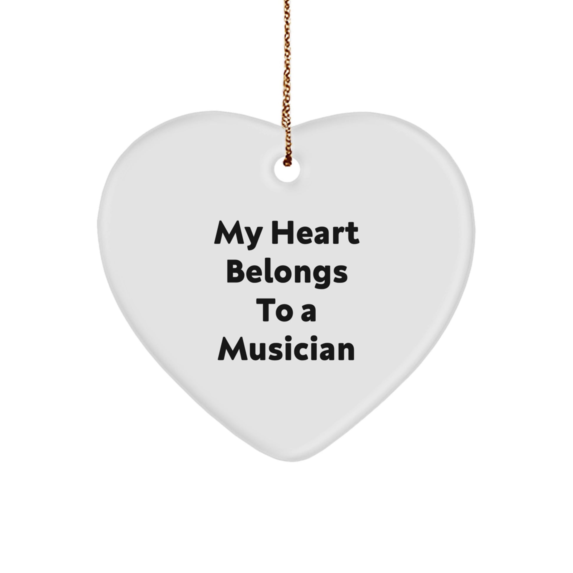 Funny Musician Heart Ornament Gifts from Friends for Christmas - 'My Heart Belongs To A Musician' - Image 1