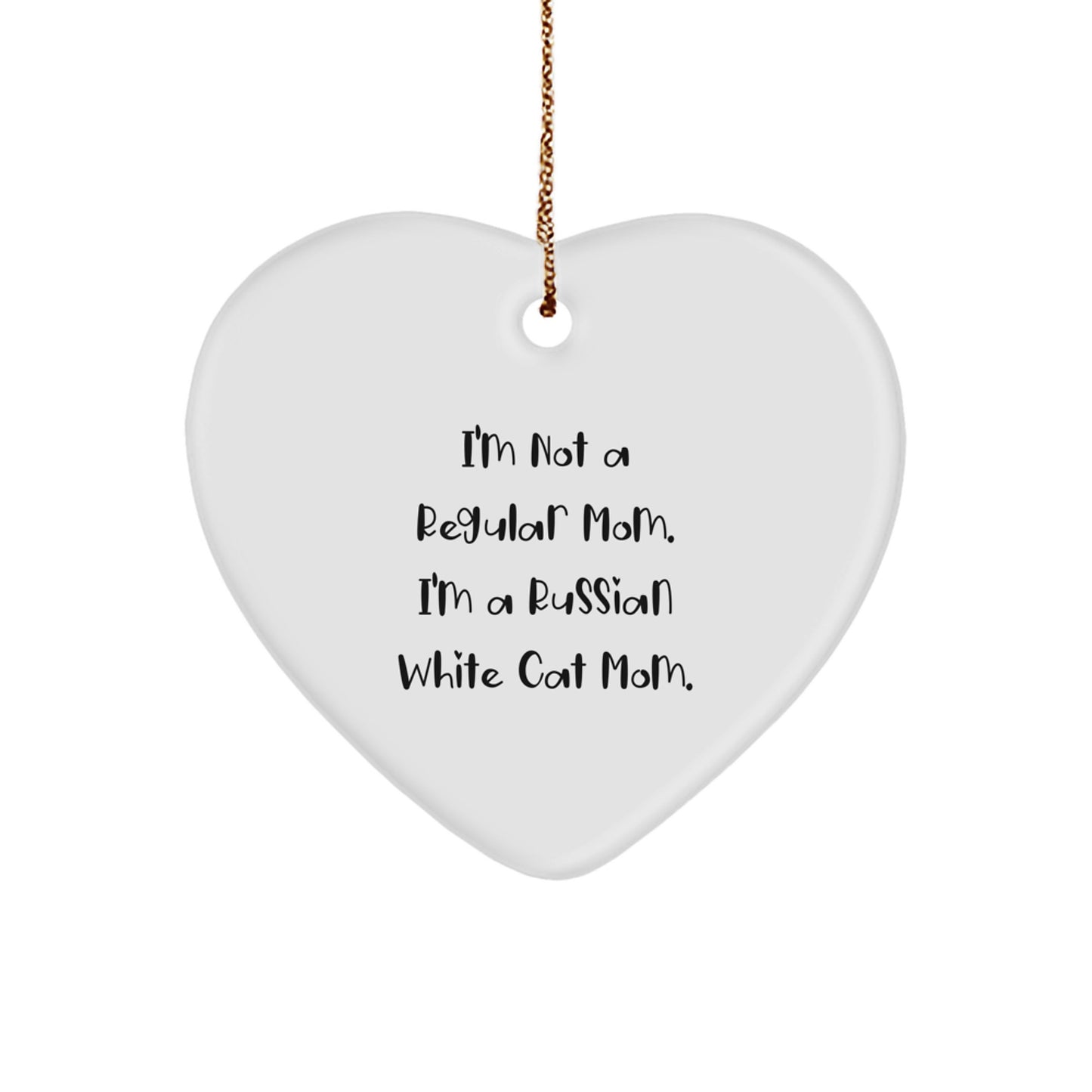 Russian White Cat Mom's Funny Heart Ornament Gifts from Friends to Russian White Cat Lovers for Christmas - Image 1