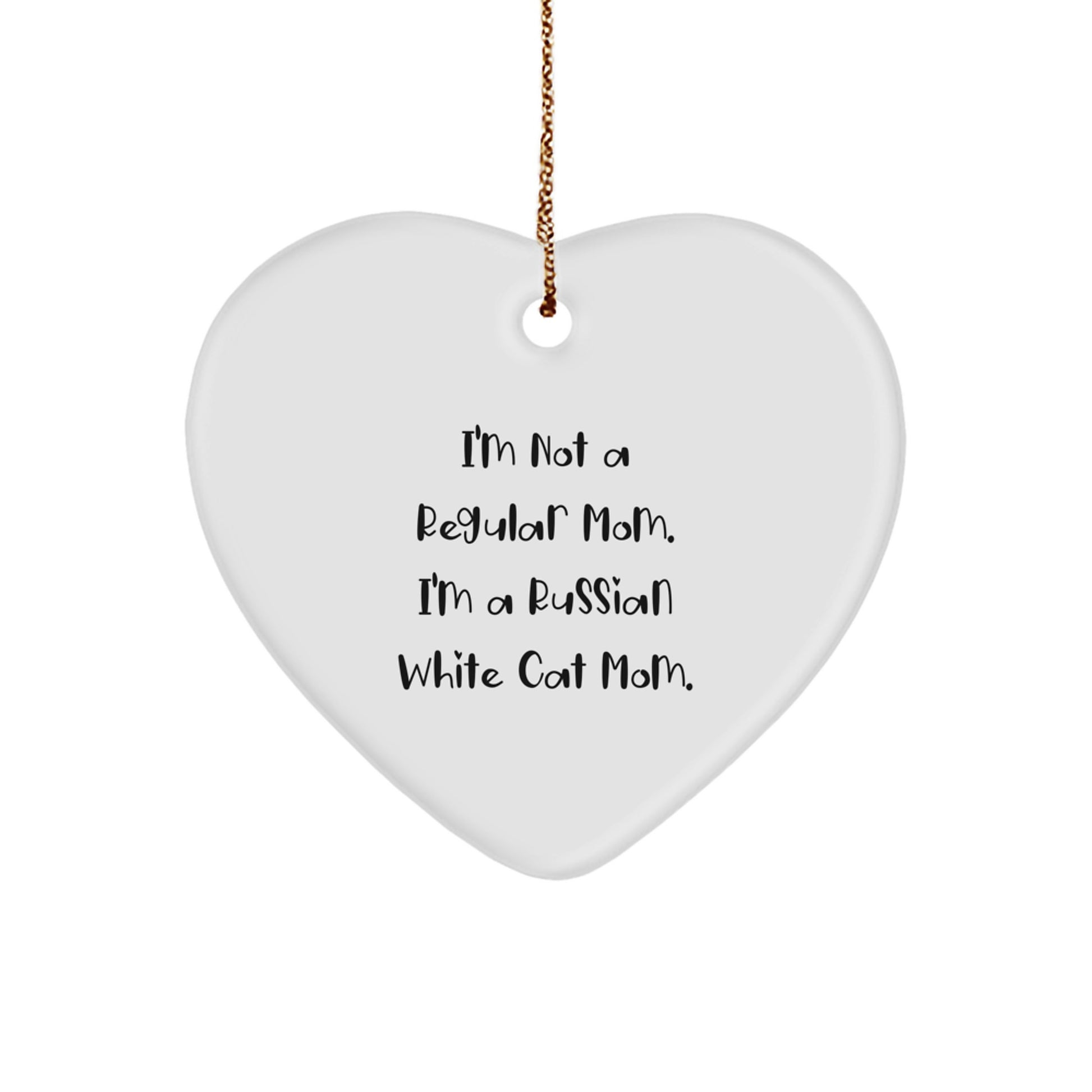 Russian White Cat Mom's Funny Heart Ornament Gifts from Friends to Russian White Cat Lovers for Christmas - Image 1