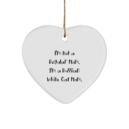Russian White Cat Mom's Funny Heart Ornament Gifts from Friends to Russian White Cat Lovers for Christmas - Image 1
