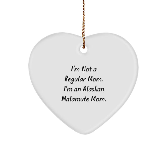 Alaskan Malamute Mom's Humorous Holiday Gift for Friends, Coworkers, or Family - Funny Heart Ornament - Image 1