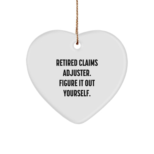 Claims Adjuster Gifts from Family - Retired Claims Adjuster Figure It Out Yourself Heart Ornament for Christmas - Image 1