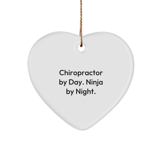 Chiropractor Gifts from Men - Funny Quote Heart Ornament for Chiropractor By Day, Ninja By Night., Christmas Unique Gifts - Image 1