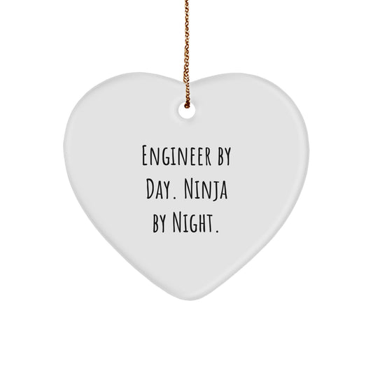 Engineer Gifts from Men - Heart Ornament for Engineer By Day. Ninja By Night. - Christmas Unique Presents - Image 1