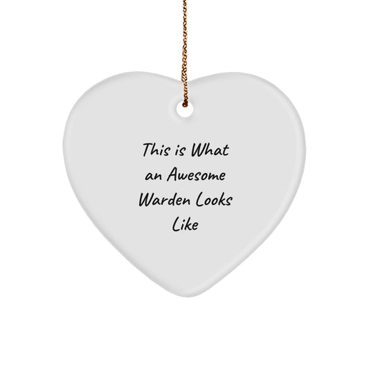 Warden Heart Ornament, Funny Quote Gifts for Him, Unique Christmas Unique Gifts from Men to Warden, Friends, Family, or Coworkers - Image 1
