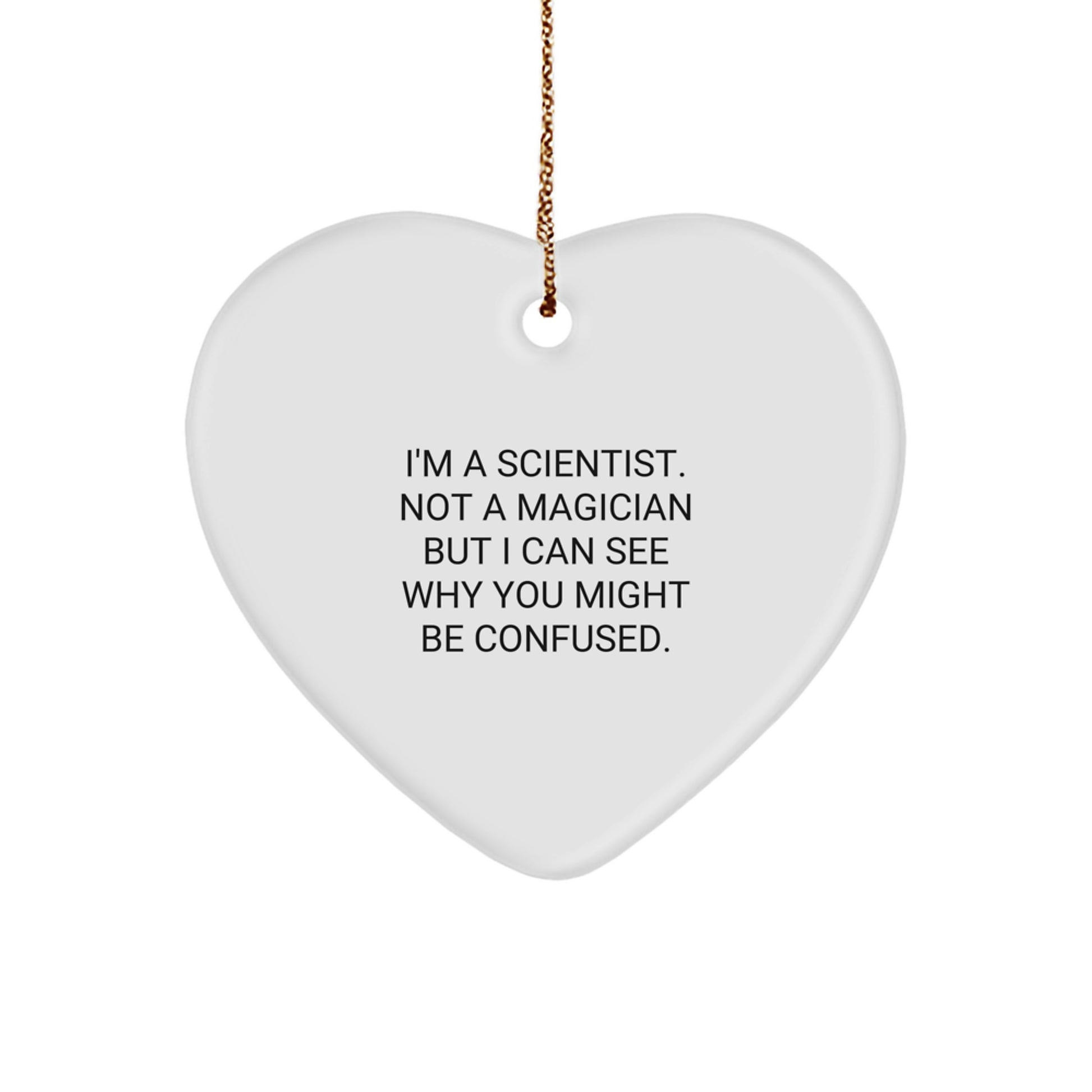 Funny Scientist Gifts, Christmas Heart Ornament for Men, Women, Friends, Coworkers, Family - 'I'm A Scientist. Not A Magician', Unique Present - Image 1