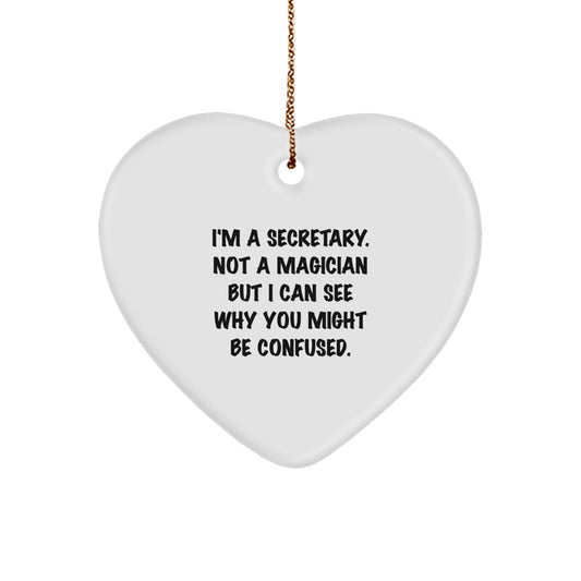 'Tis the Season Gifts from Friends and Family for the Secretary - Secretary Heart Ornament, Funny Quote, Christmas Unique Gift - Image 1