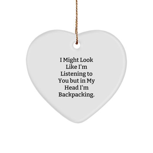 Funny Backpacking Gifts from Friends for Christmas - Heart Ornament - Image 1