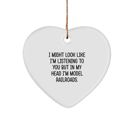 Funny Model Railroads Gifts from Men to Friends - Heart Ornament for Christmas - Image 1