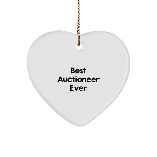 Funny Best Auctioneer Ever Gift for Auctioneer, Heart Ornament with Christmas Quote, Gifts from Friends, Unique Christmas Unique Gifts for Men, Women, Family - Image 1
