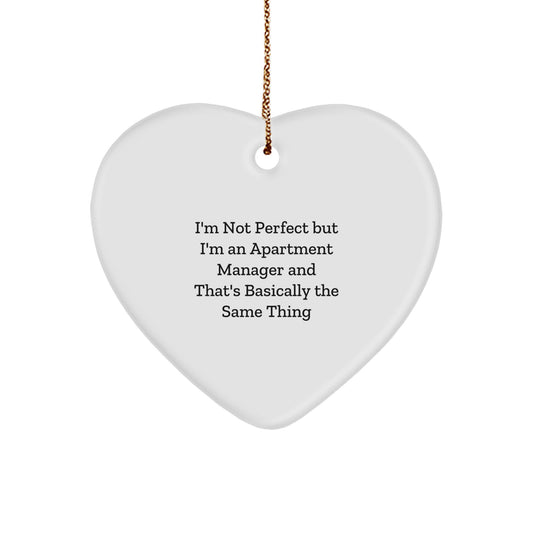 Funny Apartment Manager Gifts for Christmas - 'I'm Not Perfect' Heart Ornament from Friends, Coworkers, Family - Image 1