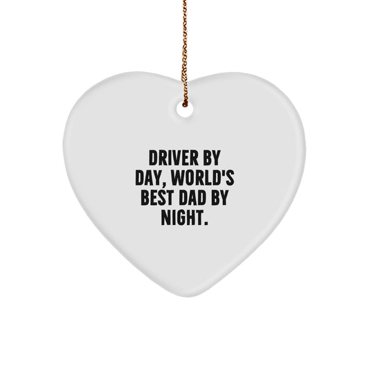 Funny Driver Gifts from Men, World's Best Dad By Night Heart Ornament, Christmas Unique Gifts for Driver - Image 1