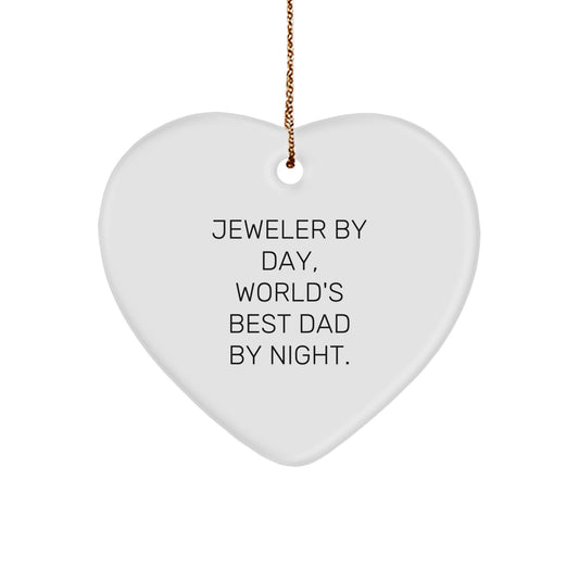 Jeweler Gifts from Men to World's Best Dad, Heart Ornament for Christmas - Image 1