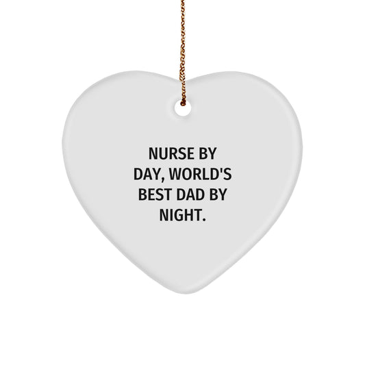Funny Nurse Gifts from Women to Women, World's Best Dad By Night Heart Ornament, Christmas Unique Gifts for Nurse Loved Ones - Image 1