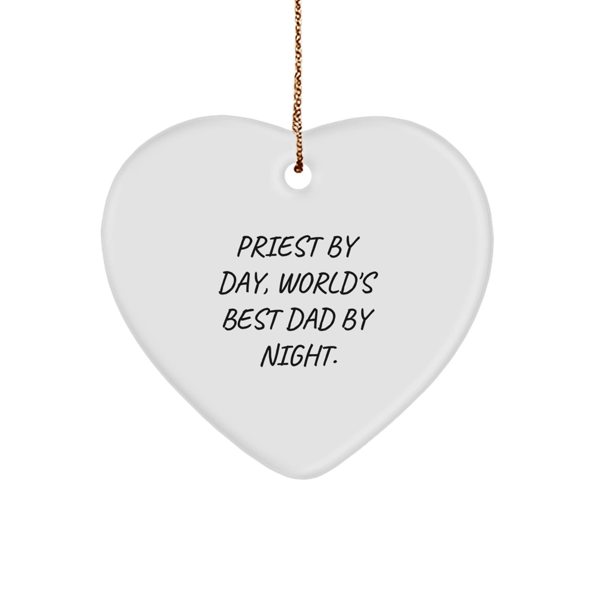 Priest Gifts, Funny Heart Ornament, 'Priest by Day, World's Best Dad By Night', Christmas Unique Gifts for Men, Gifts from Family - Image 1
